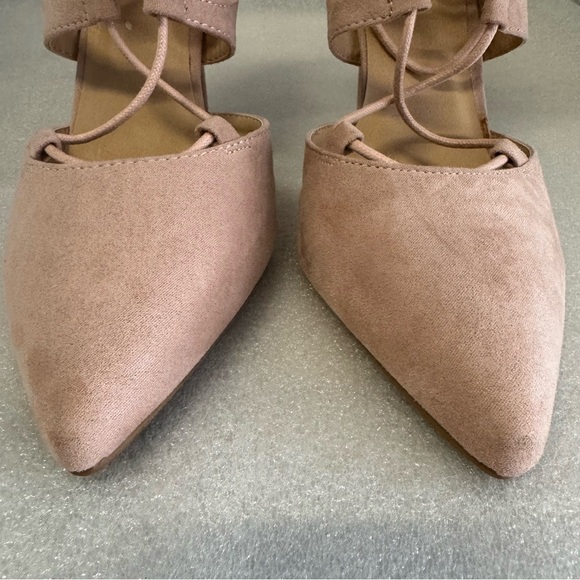 Charlotte Russe Heels Pointy Lace-up Stiletto Mauve Dusty Pink Size 10M - Picture 9 of 12